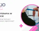 Fizjoterapeuta pomaga sportowcowi w ćwiczeniach z taśmą oporową. Fizjoterapia w sporcie kluczem do uniknięcia kontuzji i szybkiej regeneracji.