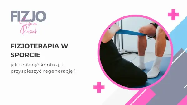 Fizjoterapeuta pomaga sportowcowi w ćwiczeniach z taśmą oporową. Fizjoterapia w sporcie kluczem do uniknięcia kontuzji i szybkiej regeneracji.